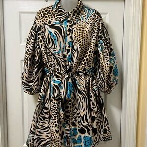 Leopard Print Mini Dress with Blue Highlights